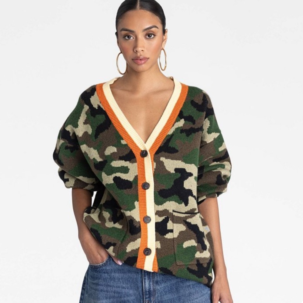 New KBB by KAHLANA Cardigan Camo slouchy oversized sweater Medium target